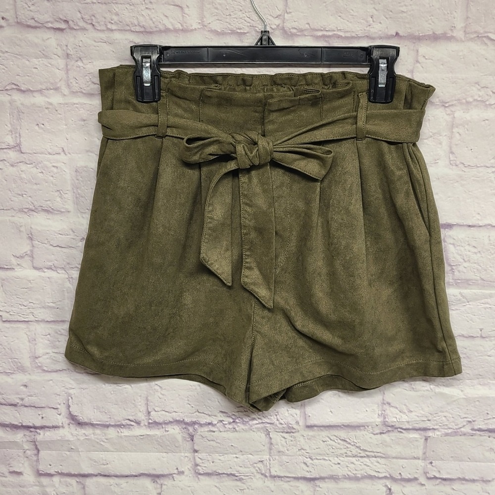 She + Sky Green High Waist‎ Shorts with Tie Sash